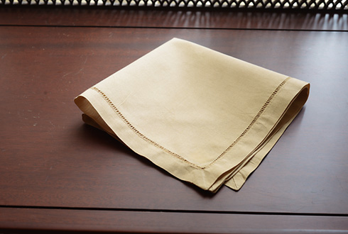 Hemstitch Handkerchief with Soybean colored - Click Image to Close